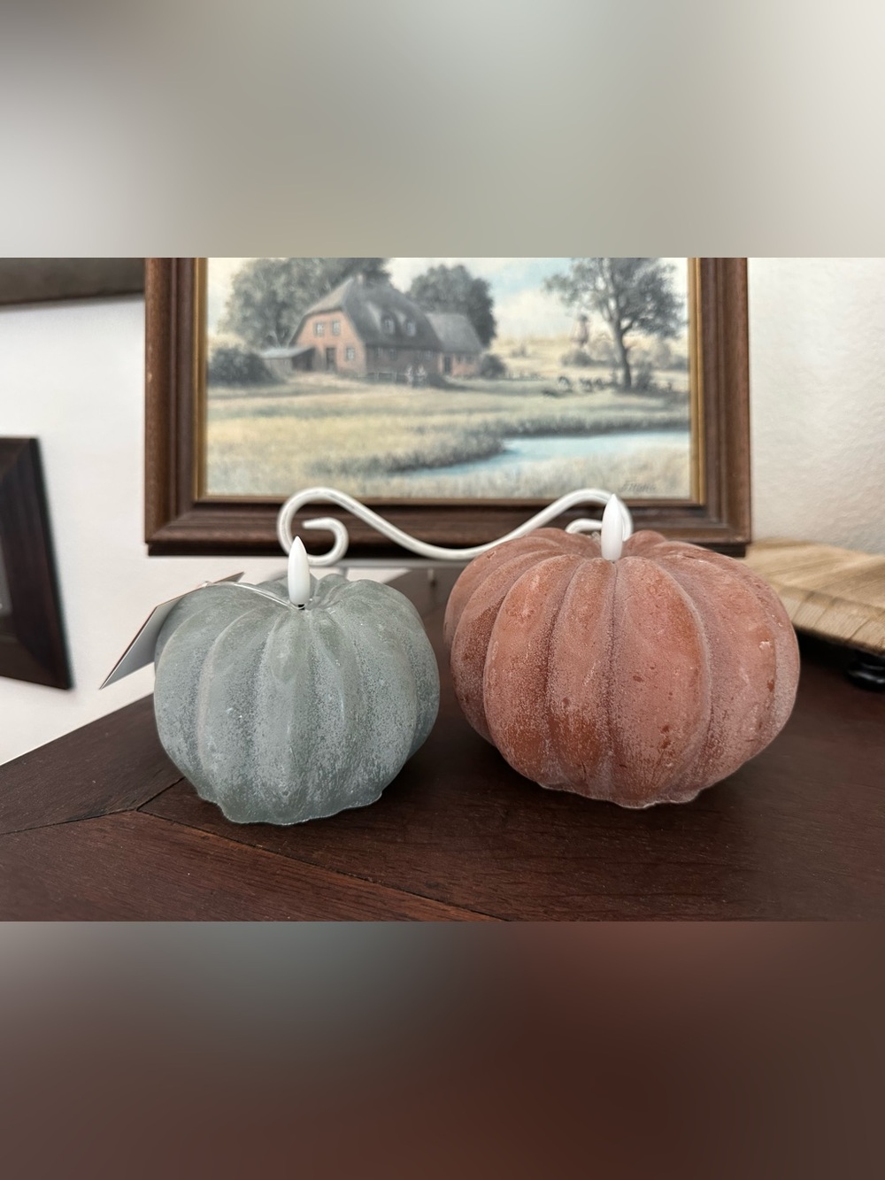 SET of 2 Pumpkin LED Flameless Wax Candles WITH Timer